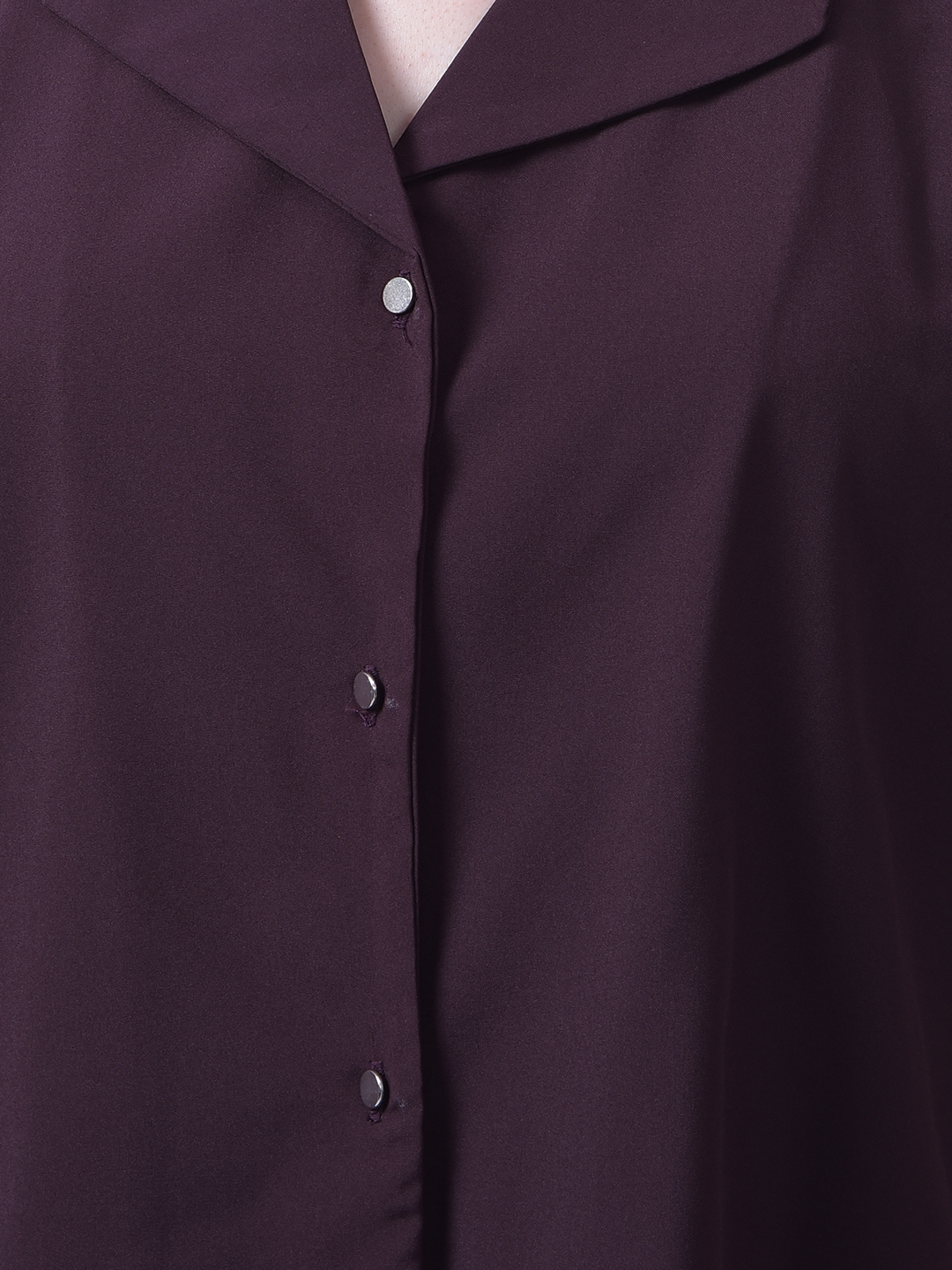 Numero Uno Women Purple Notch Collar Cropped Shirt